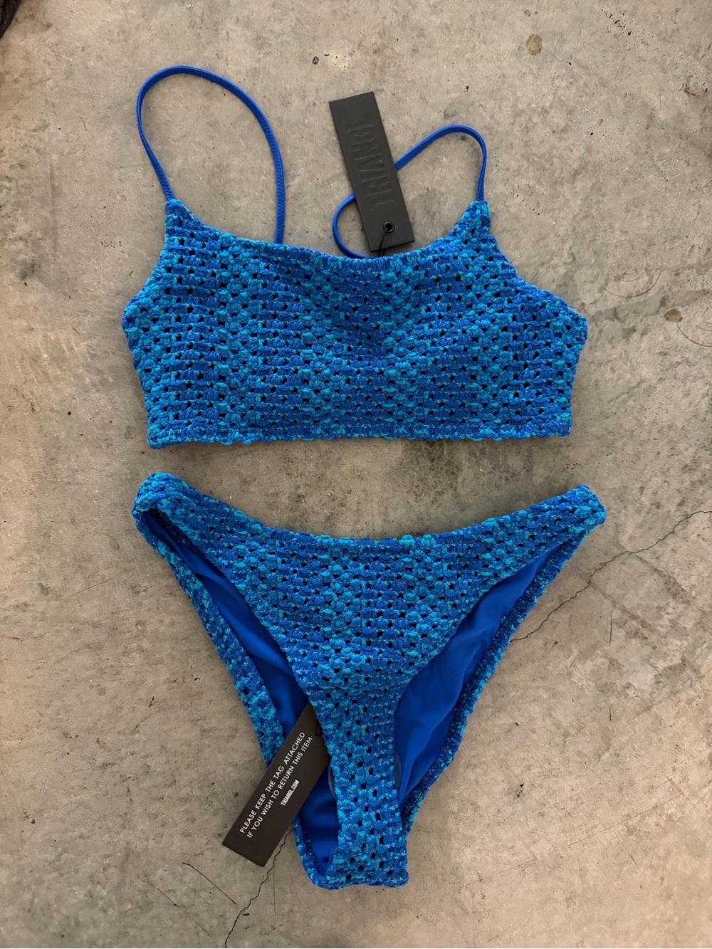triangl swimwear blue crotchet bikini